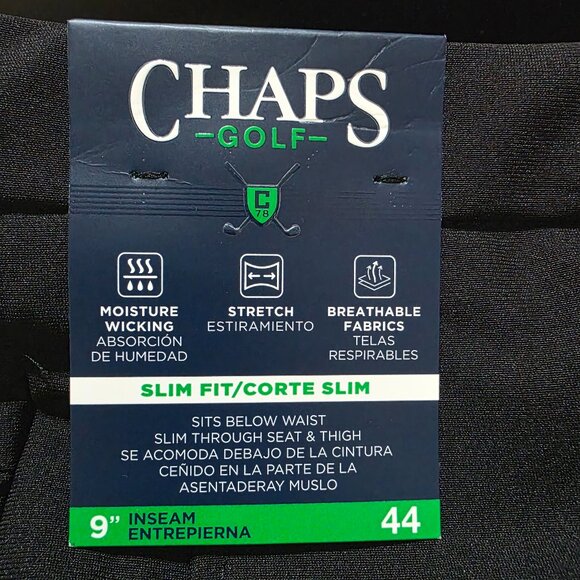 Chaps Golf Shorts Performance Flat Front Stretch 9" Inseam Men's Size 44 Black - Picture 2 of 8